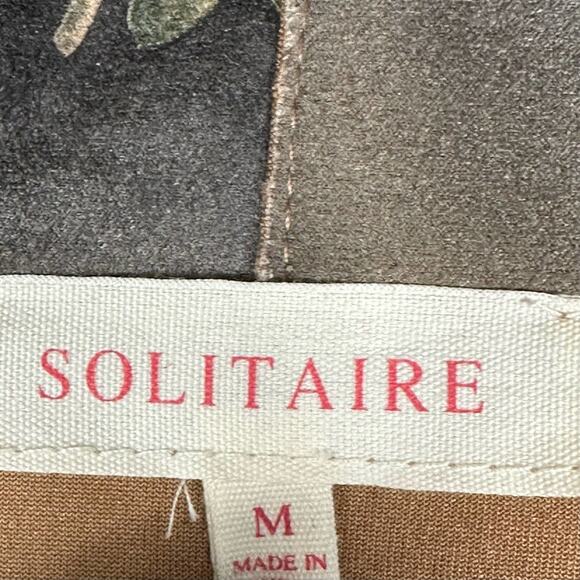 Solitaire Open Front Jacket Womens M Gray Faux Suede Floral Boho Cottagecore - Picture 4 of 5